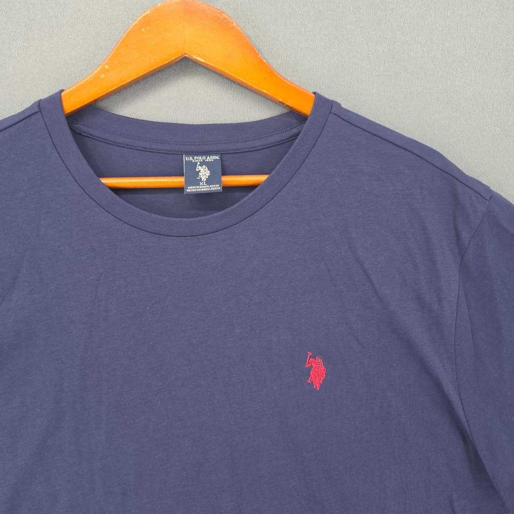 US Polo Assn Mens XL Navy Blue Short Sleeve Crewneck T-Shirt Red Pony Logo